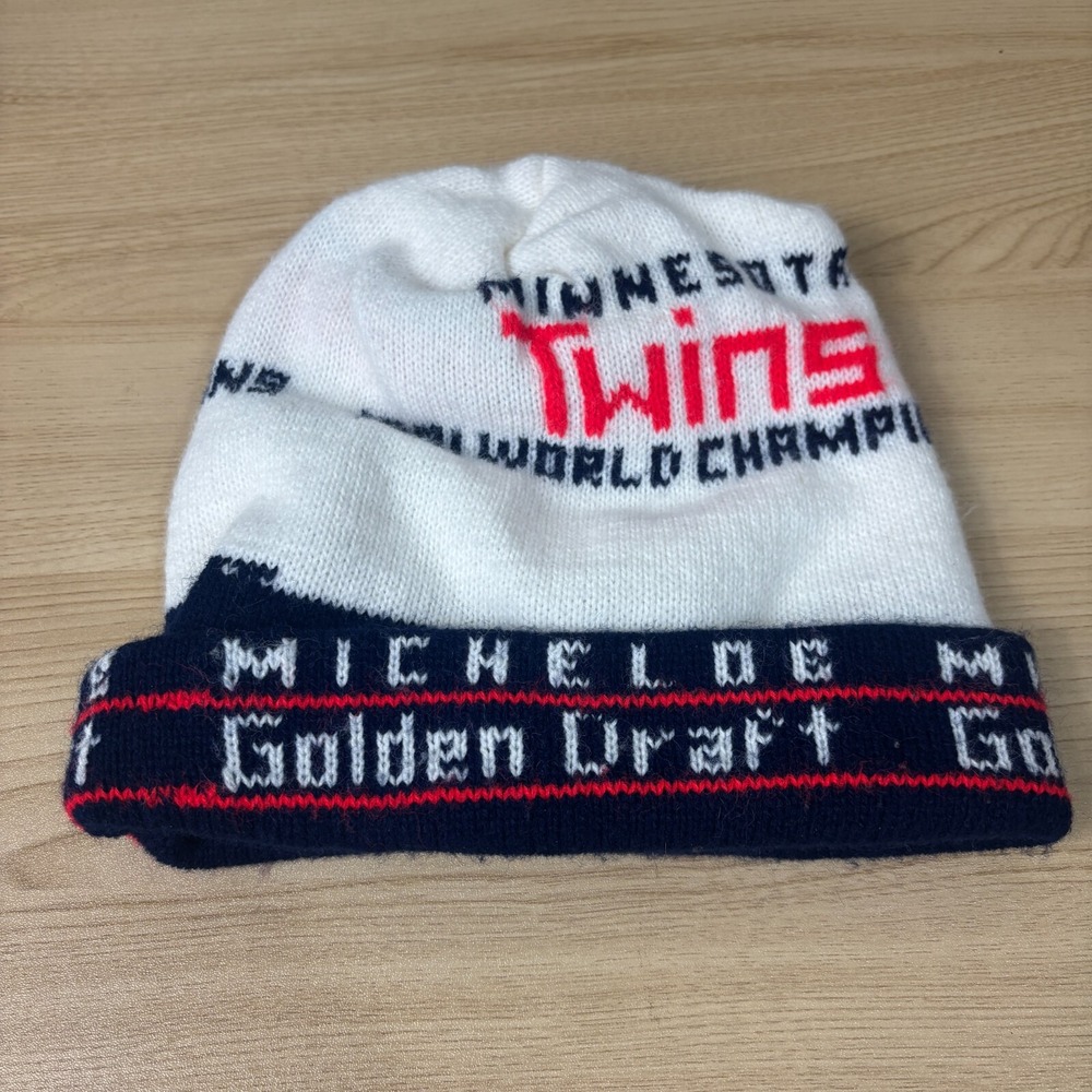 Vintage Minnesota Twins Hat Winter Cap Mens Blue Beanie 1991 World Series